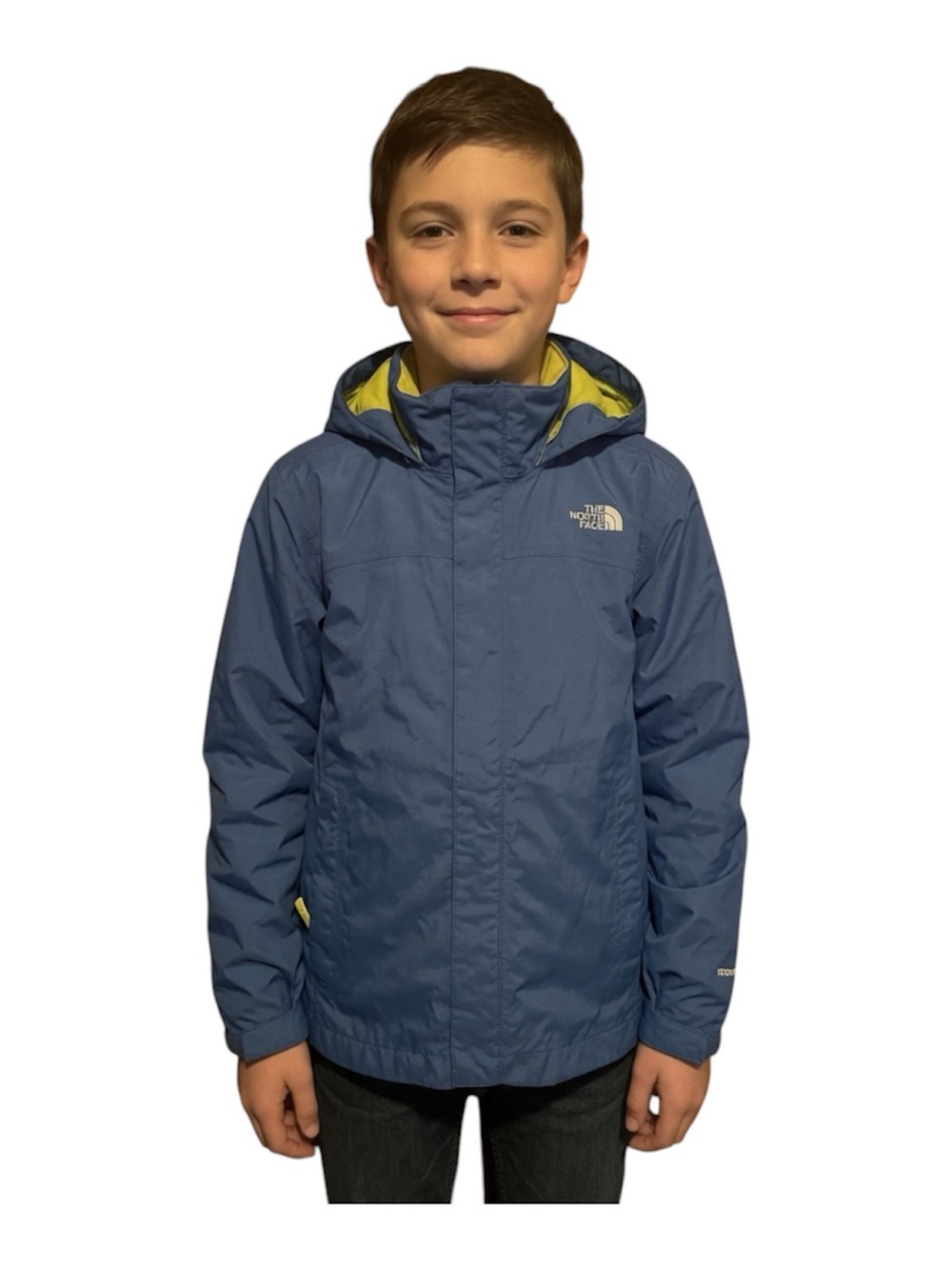 The North Face Boys Resolve Reflective Rain Jacket Blue/Green Size Medium 10-12
